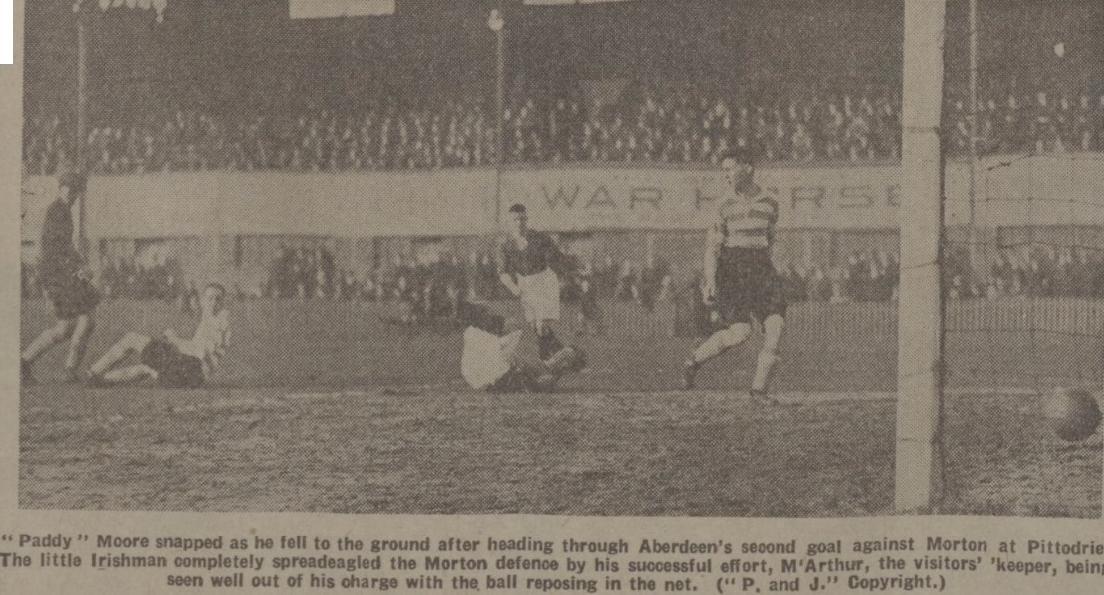 Paddy Moore scores against Morton 11th March 1933